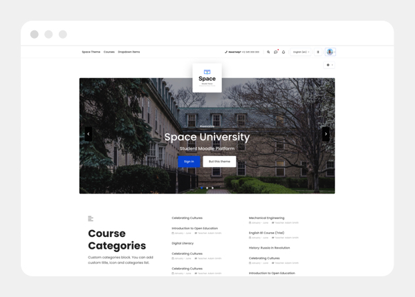 Space, Responsive Moodle Theme 2021